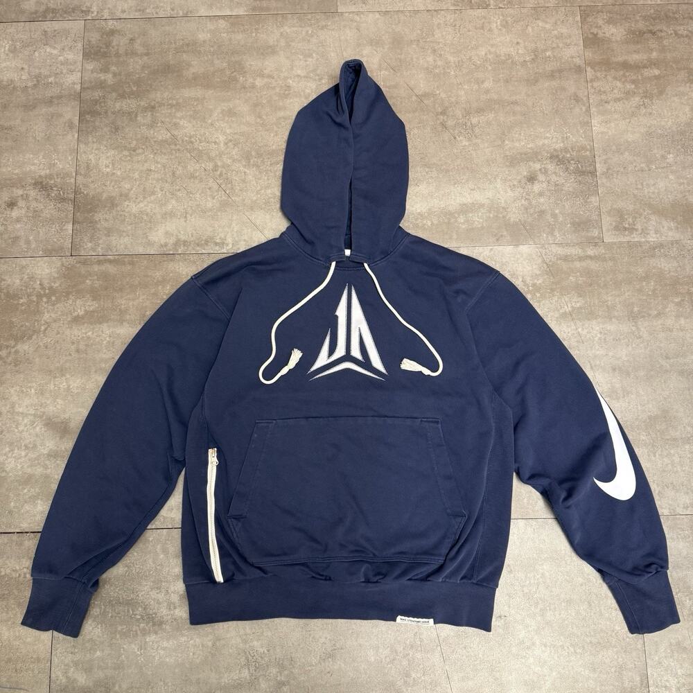 Nike Ja Morant Standard Issue Hoodie Mens MED Dri-Fit Navy/White - EUC